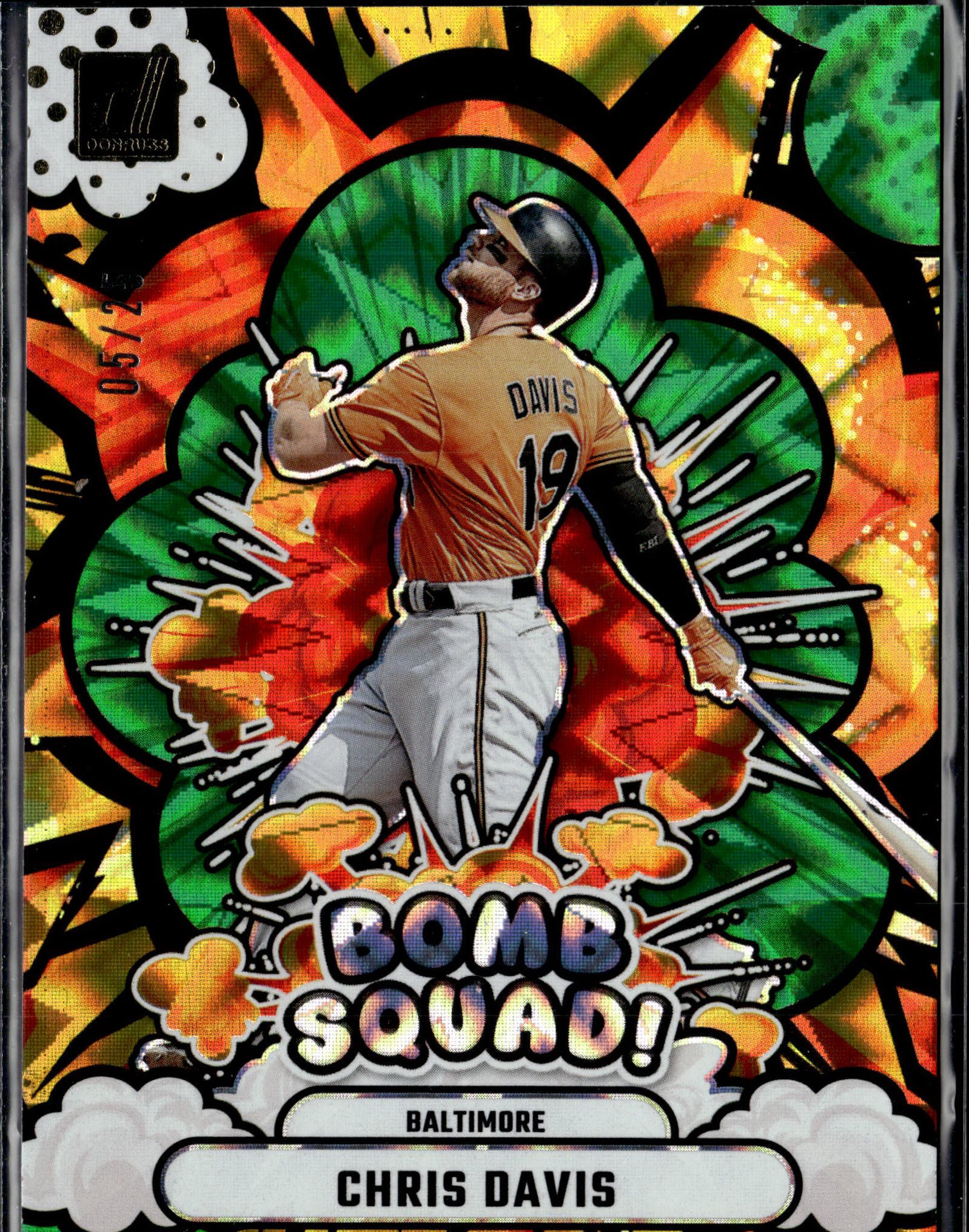 2025 Donruss Chris Davis Bomb Squad Green Explosion Insert #/25-1
