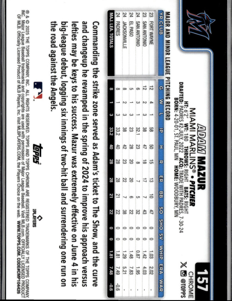 2025 Topps Chrome #157 Adam Mazur Orange Geometric Refractors #/25-2