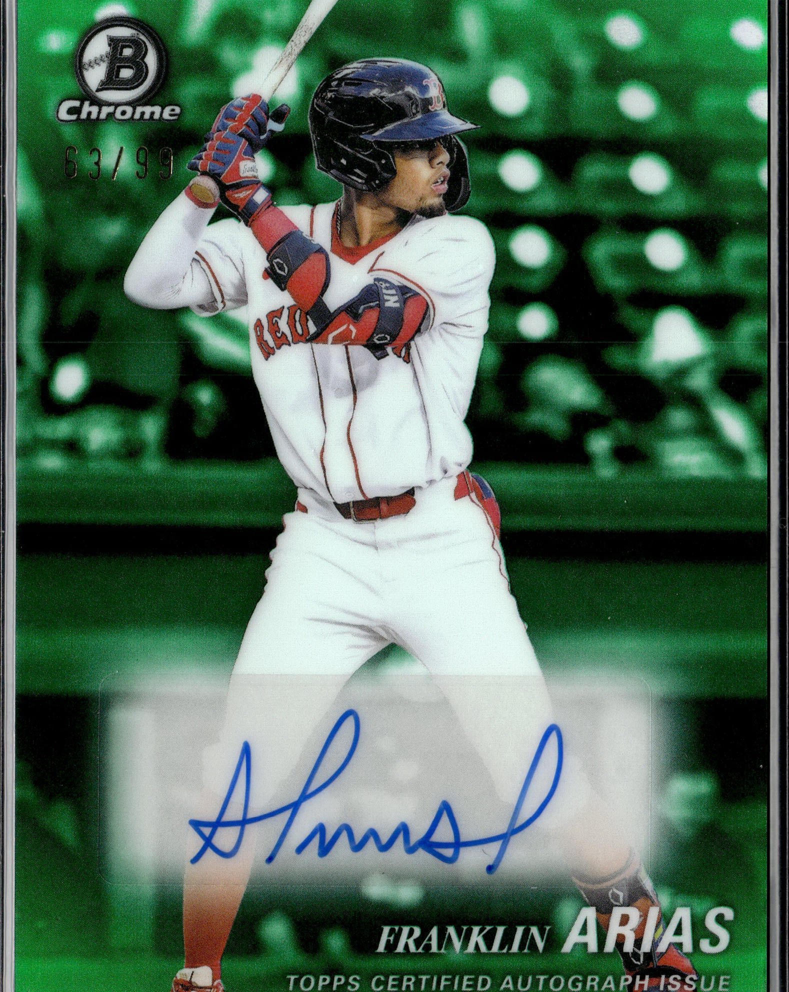 2025 Bowman Draft #AA-FA Franklin Arias Achrom Auto Green Ref #/99