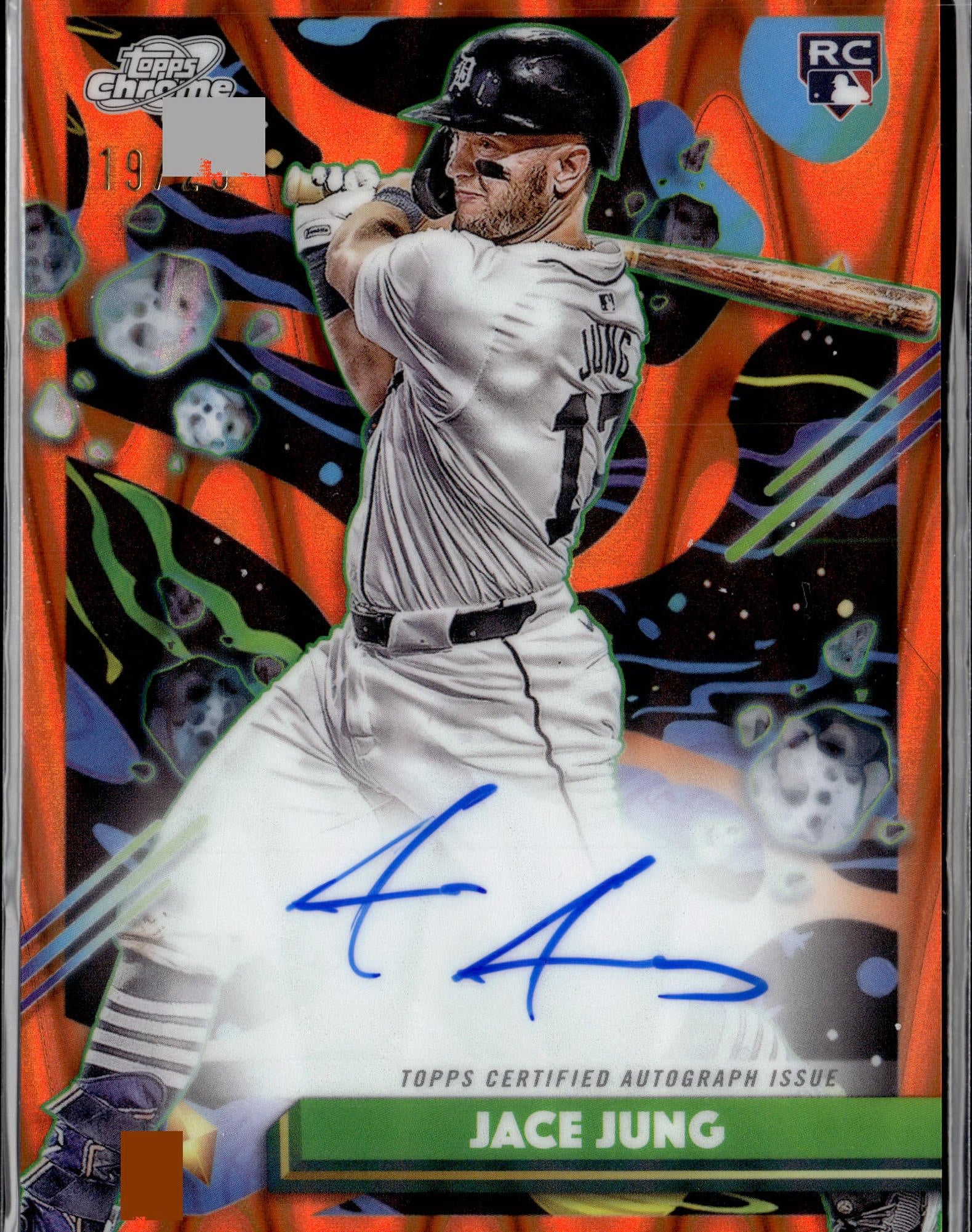 2025 Topps Chrome Cosmic Jace Jung Orange Galactic Refractor Auto #/25
