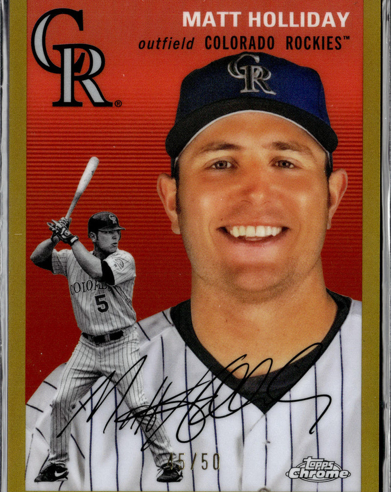 2023 Topps Chrome Platinum Anniversary #123 Matt Holliday Gold Refractors #/50-1