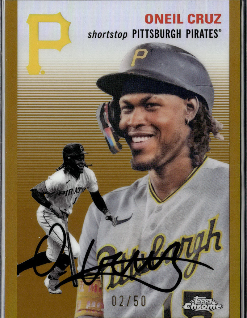 2023 Topps Chrome Platinum Anniversary #395 Oneil Cruz Gold Wave Refractors #/50-1