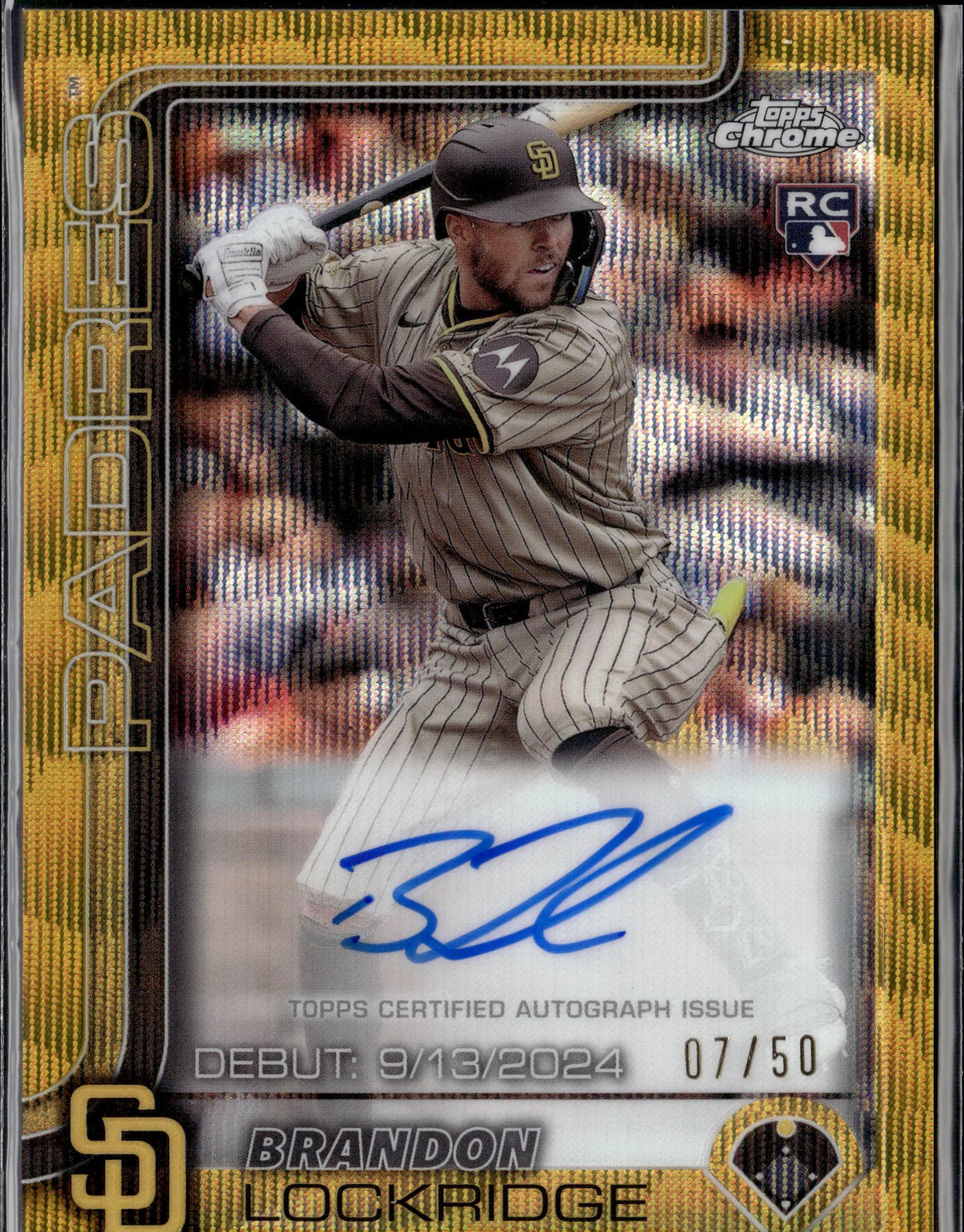 2025 Topps Chrome #RA-BLO Brandon Lockridge Rookie Auto Gold Refractors #/50