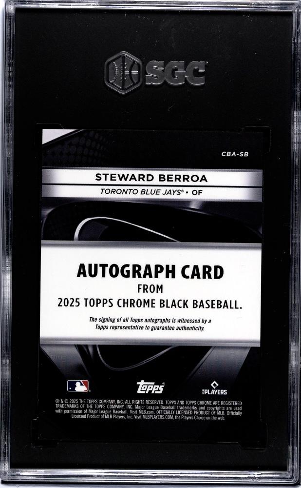 2025 Topps Chrome Black #CBA-SB Steward Berroa Autographs White Ref SGC 10 #/10