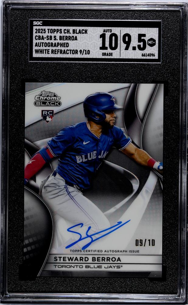 2025 Topps Chrome Black #CBA-SB Steward Berroa Autographs White Ref SGC 10 #/10
