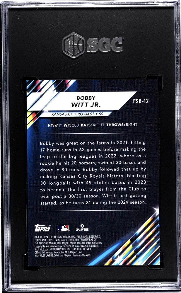 2024 Topps Finest #FSB-12 Bobby Witt Jr. Future So Bright #/75 SGC 9.5 Mint+