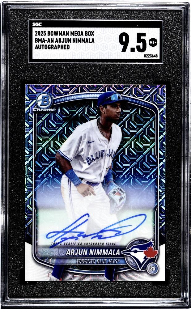 2024 Bowman #BMA-AN Arjun Nimmala Chrome Prospect Auto Mojo Ref SGC 9.5