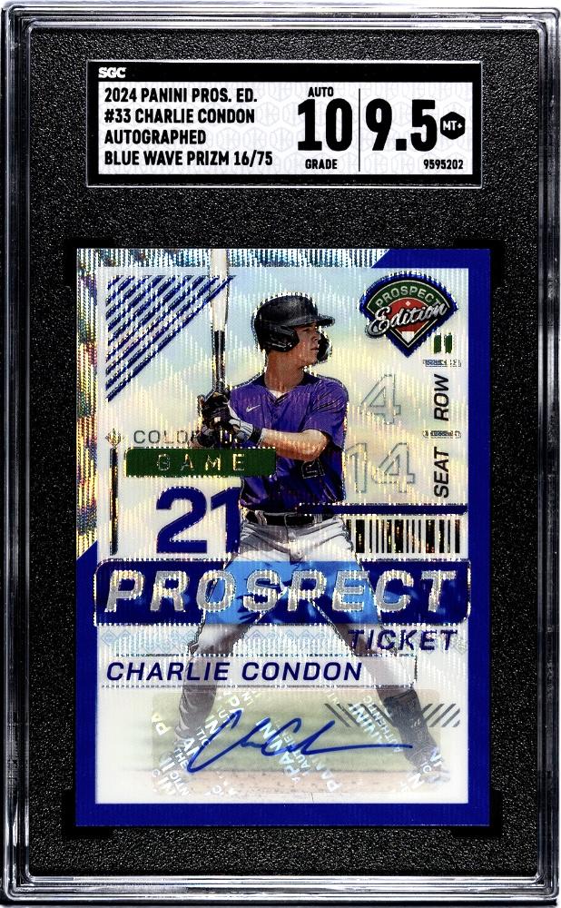 2024 Panini Prospect Edition #33 Charlie Condon Blue Wave Auto SGC 9.5 #/75-1