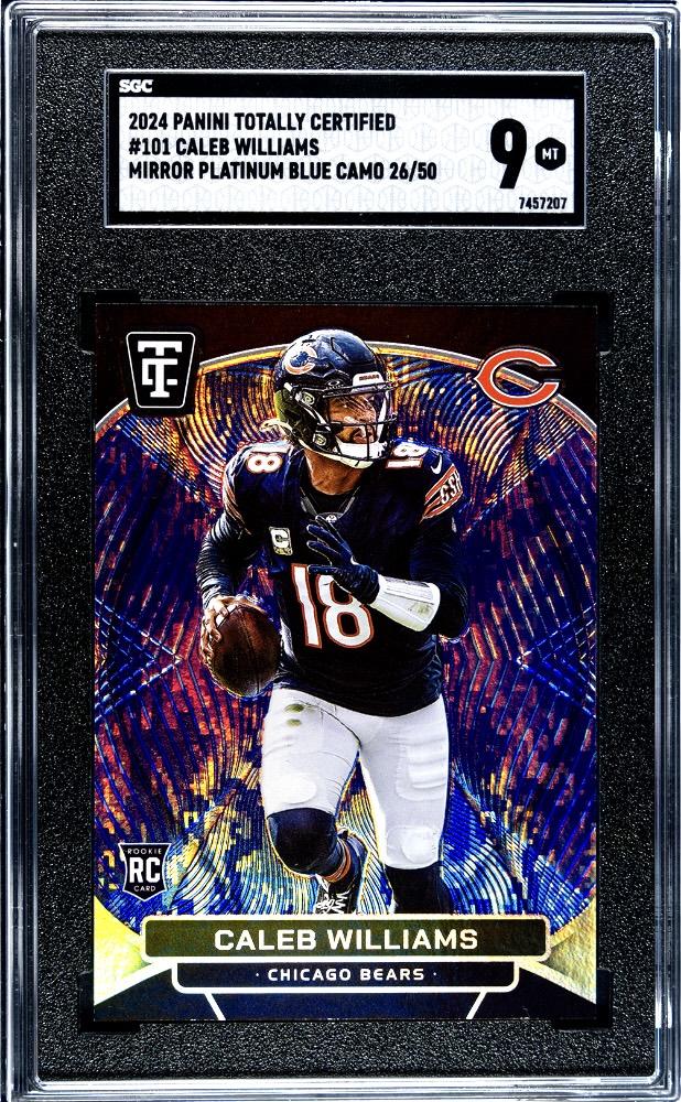 2024 Panini Totally Cert #101 Caleb Williams Mirror Plat Blue Camo SGC 9 #/50