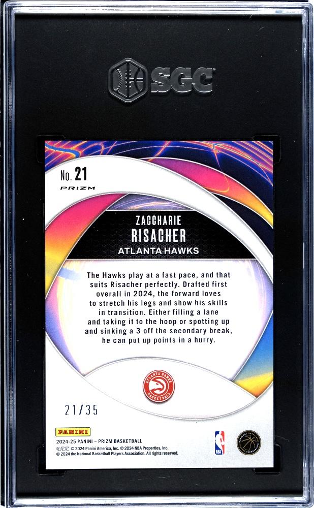 2024-25 Panini Prizm #21 Zaccharie Risacher Purple Pulsar #/35