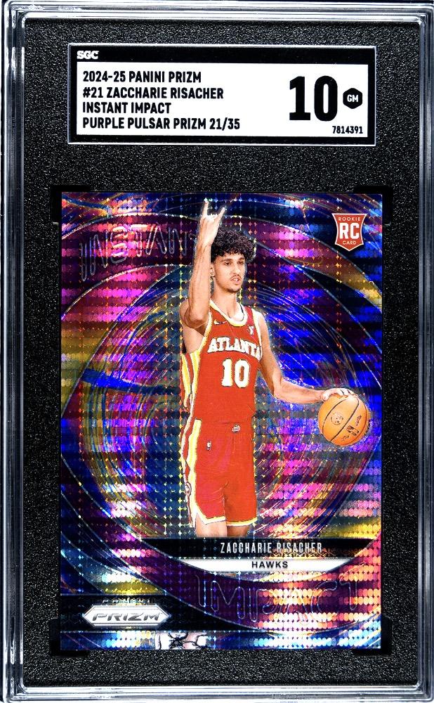 2024-25 Panini Prizm #21 Zaccharie Risacher Purple Pulsar #/35