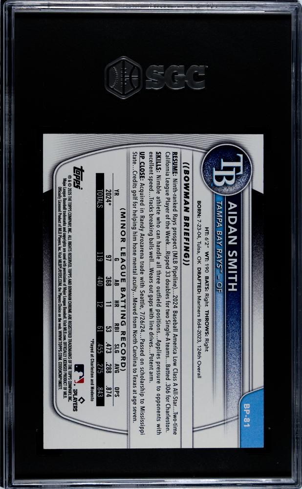 2025 Bowman #BP-81 Aidan Smith Prospects black #/10-2
