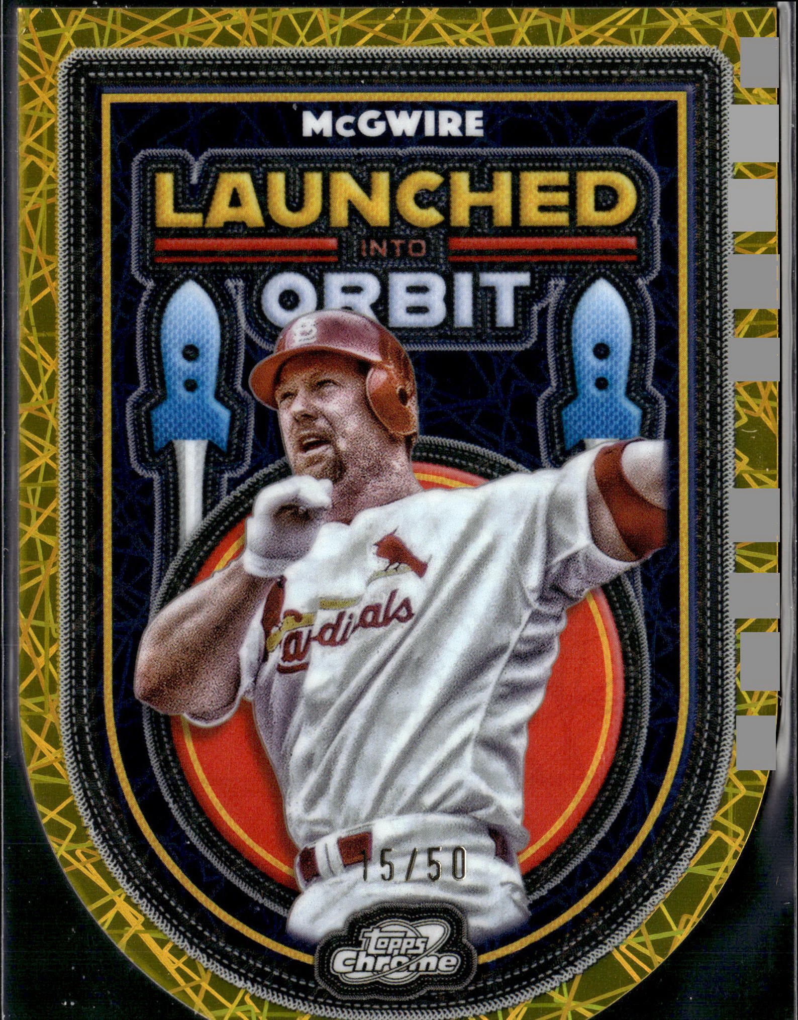2025 Topps Chrome Cosmic #LIO-4 Mark McGwire Launched into Orbit Refr Gold#/25