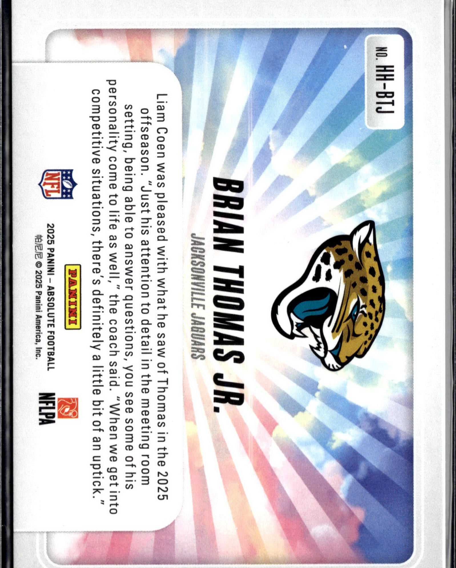 2024 Panini Absolute #HH-BTJ Brian Thomas Hog Heaven Blue /50