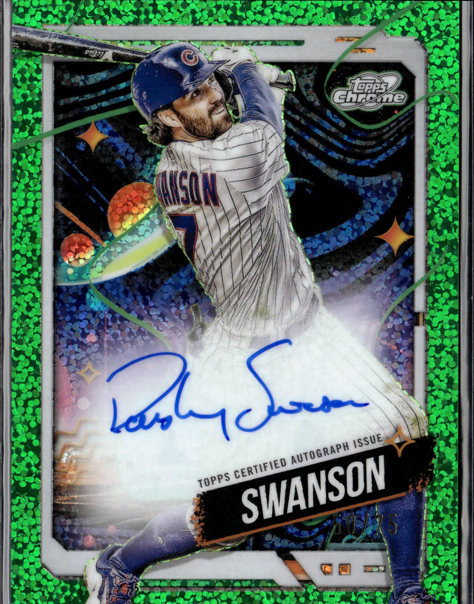 2024 Topps Chrome Cosmic #CCA-DS Dansby Swanson Auto Green Dust Refr #/75