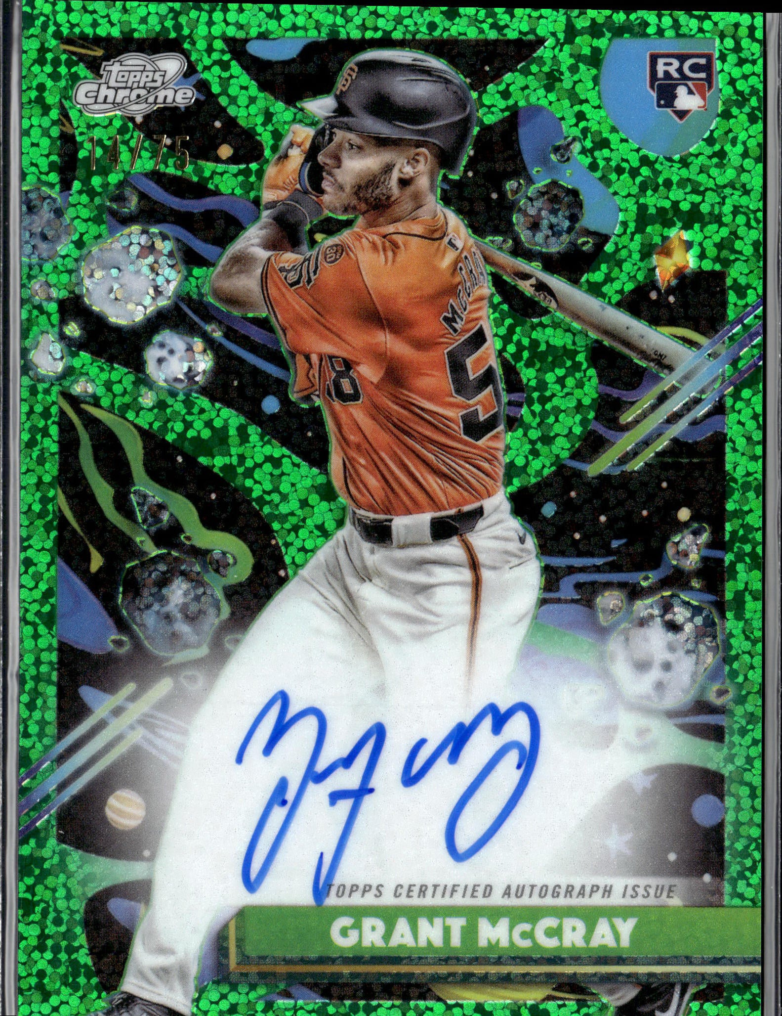 2025 Topps #CCA-GM Grant McCray Cosmic Chrome Auto Green Dust Ref #/75