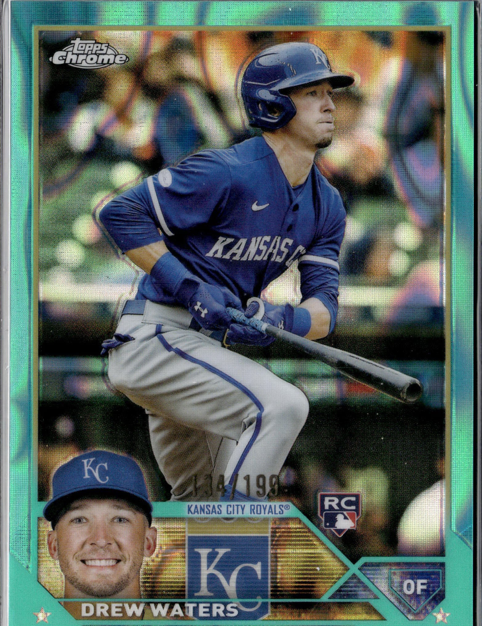 2023 Topps Chrome #147 Drew Waters Aqua Lava Refractors #/199-1