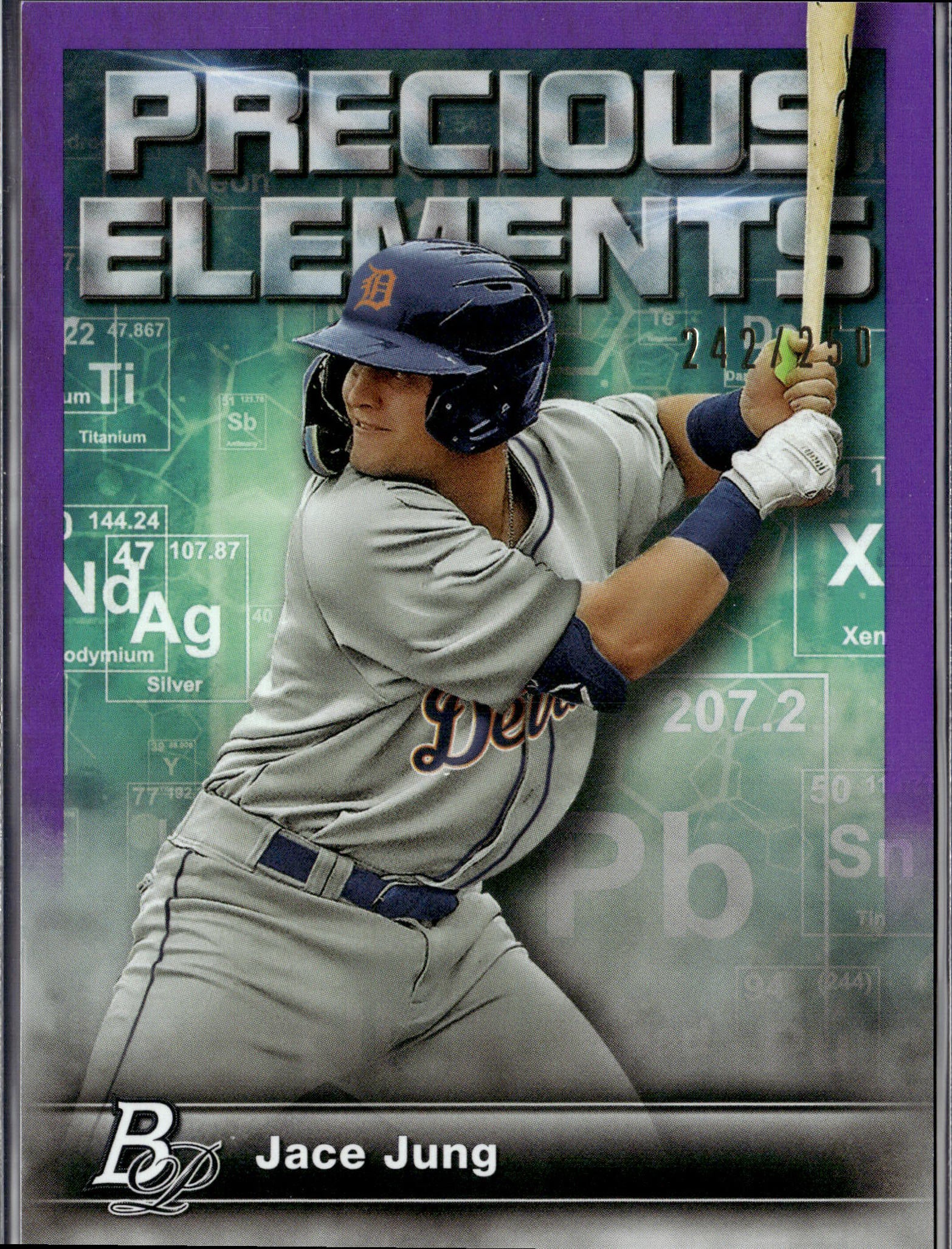 2023 Bowman Platinum #PE-13 Jace Jung Precious Elements Purple #/250