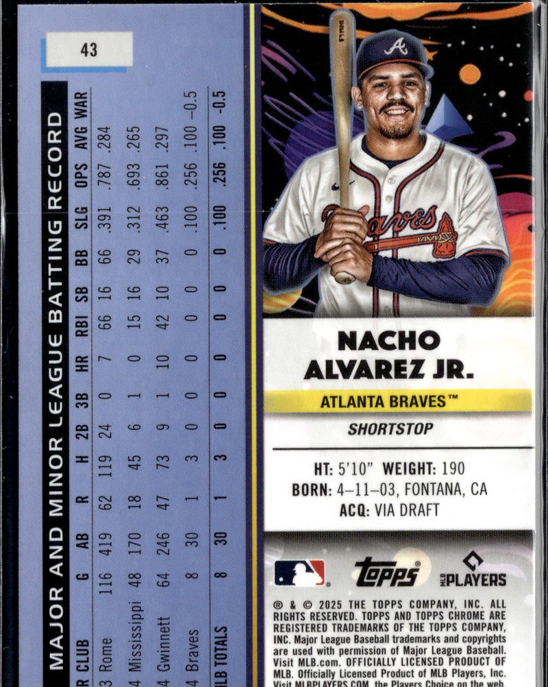 2025 Topps Chrome Cosmic #43 Nacho Alvarez Jr. Green Space Dust Refractor #/75-2