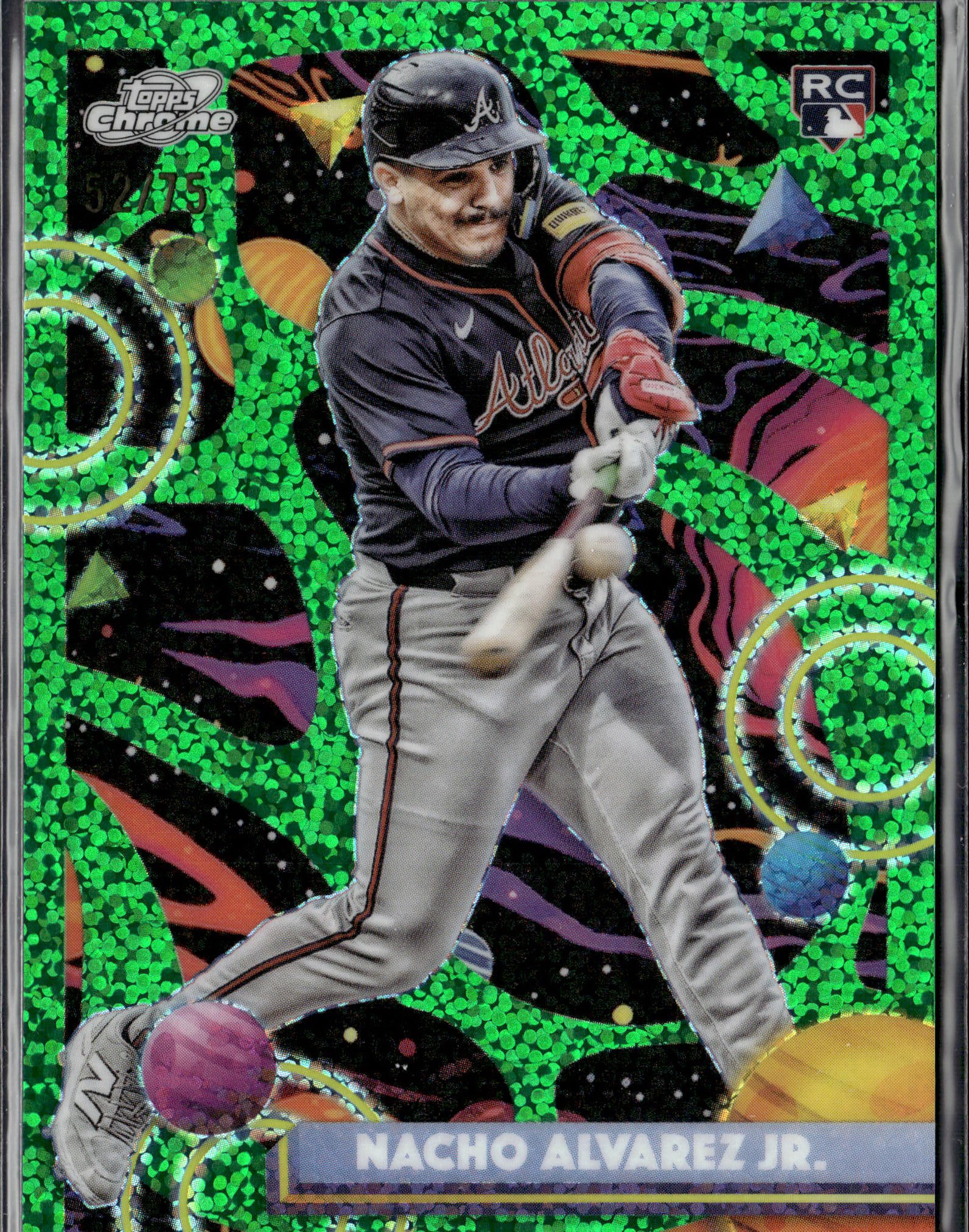 2025 Topps Chrome Cosmic #43 Nacho Alvarez Jr. Green Space Dust Refractor #/75