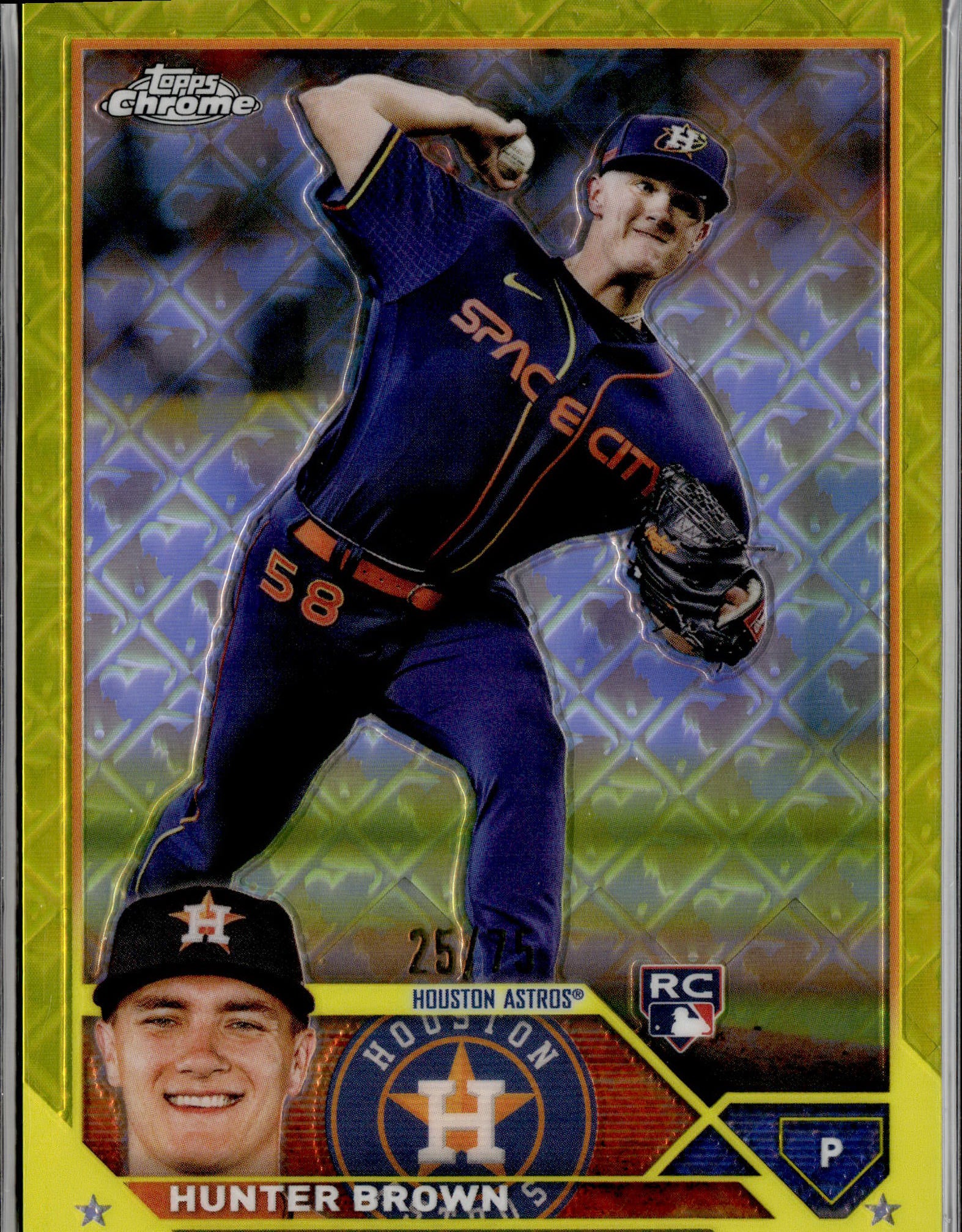 2023 Topps Chrome Logofractor Edition #197 Hunter Brown Yellow Refractor RC #/75