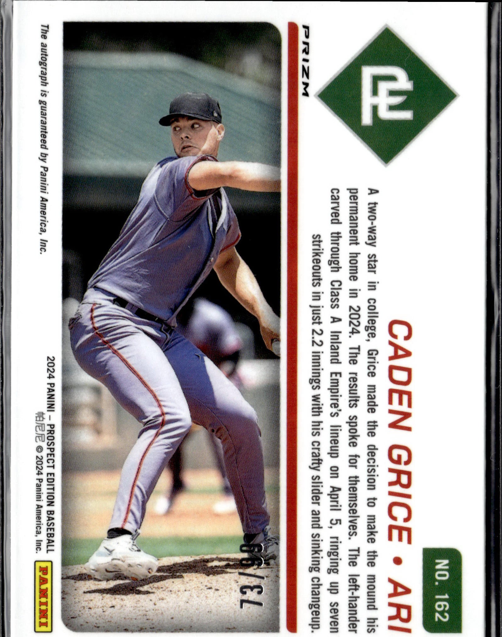 2024 Panini Prospect Edition #162 Caden Grice Red Holo #/199