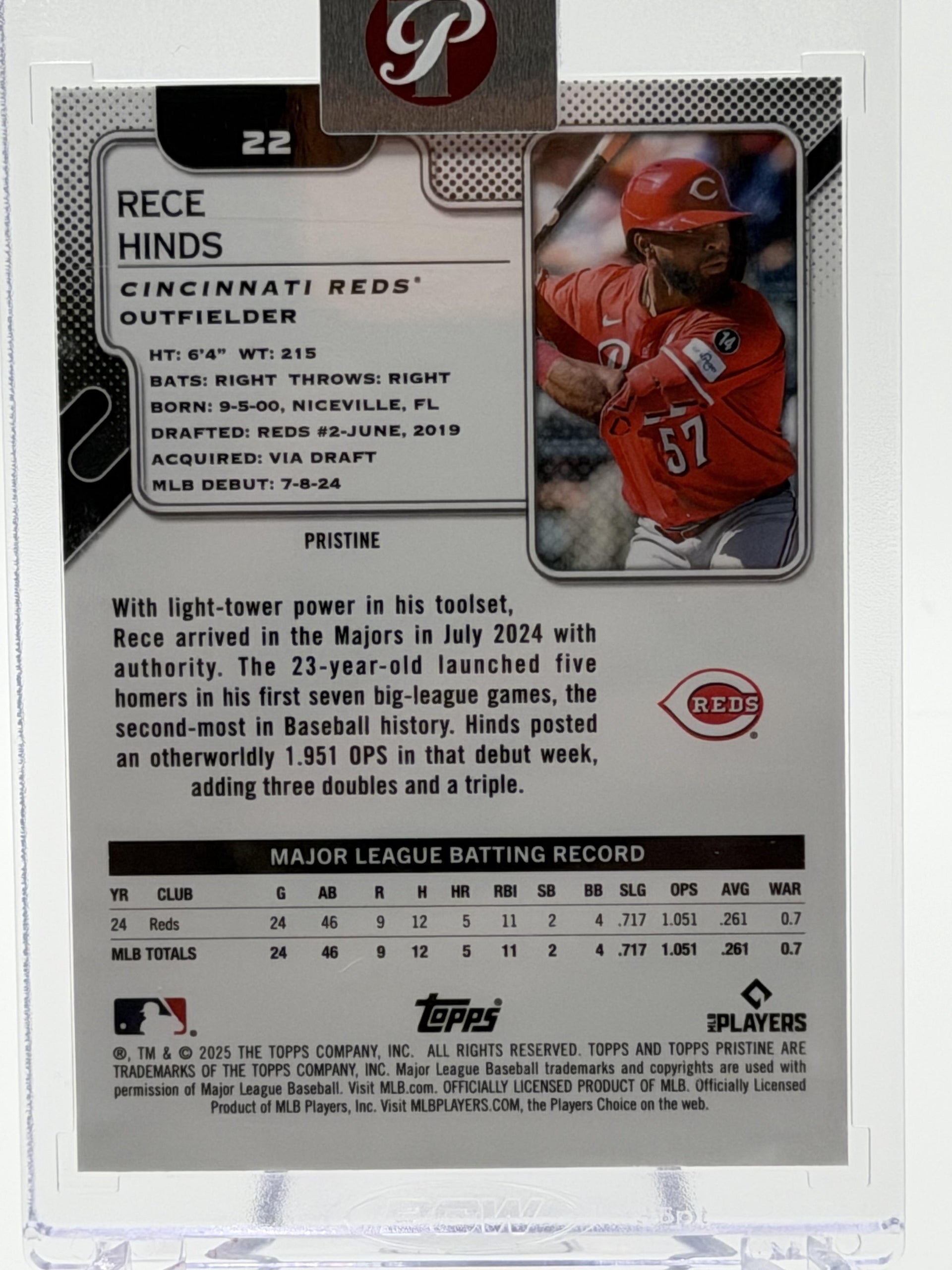 2025 Topps Pristine #22 Rece Hinds Pristine Purple Refractors #/99