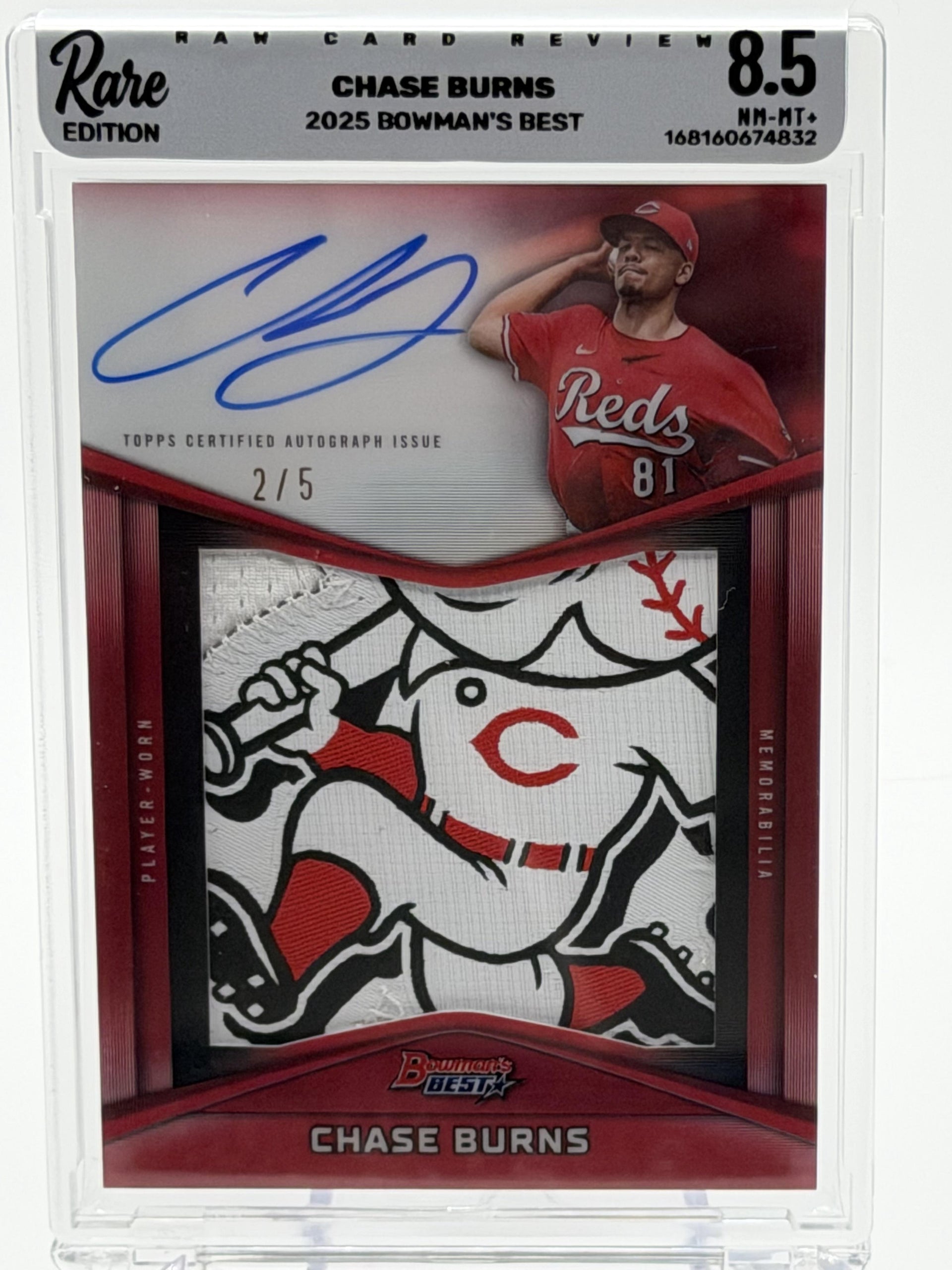 2025 Bowman's Best #PPA-CB Chase Burns Prospect Patch Auto Red Refractor #/5 — Unique Patch (1/1)