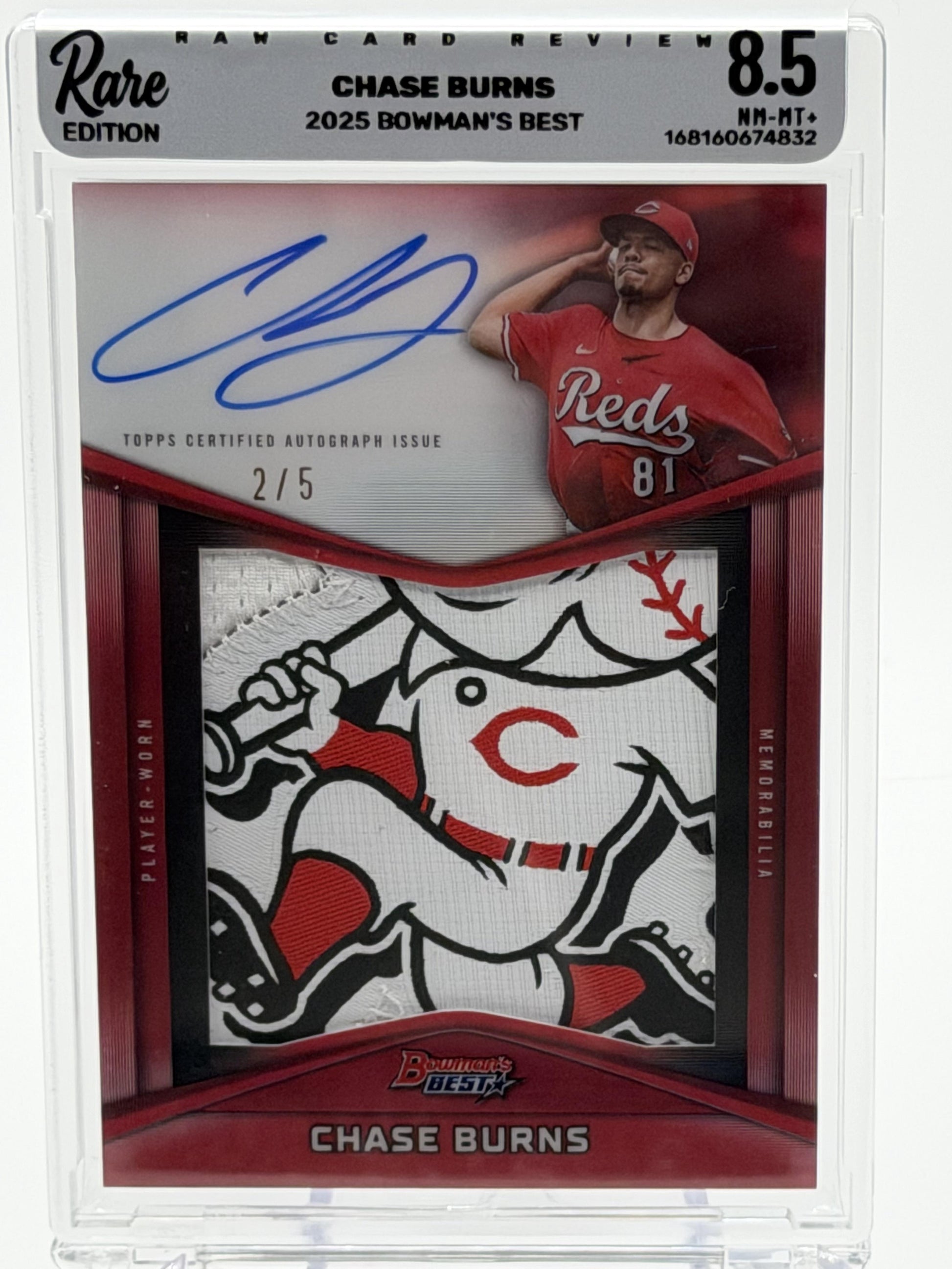 2025 Bowman's Best #PPA-CB Chase Burns Prospect Patch Auto Red Refractor #/5 — Unique Patch (1/1)-1