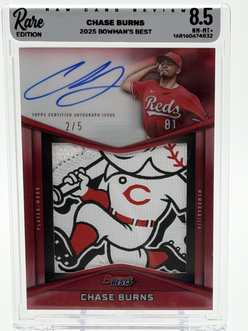 2025 Bowman's Best #PPA-CB Chase Burns Prospect Patch Auto Red Refractor #/5 — Unique Patch (1/1)-1