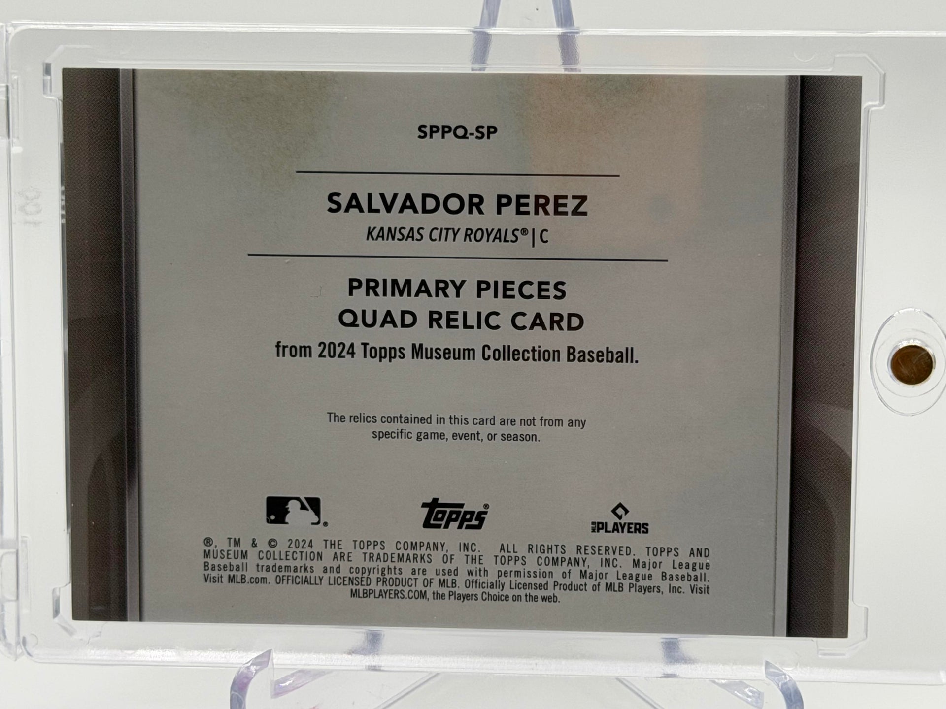 2024 Topps #SPPQ-SP Salvador Perez Pieces Quad Relics Copper #/49
