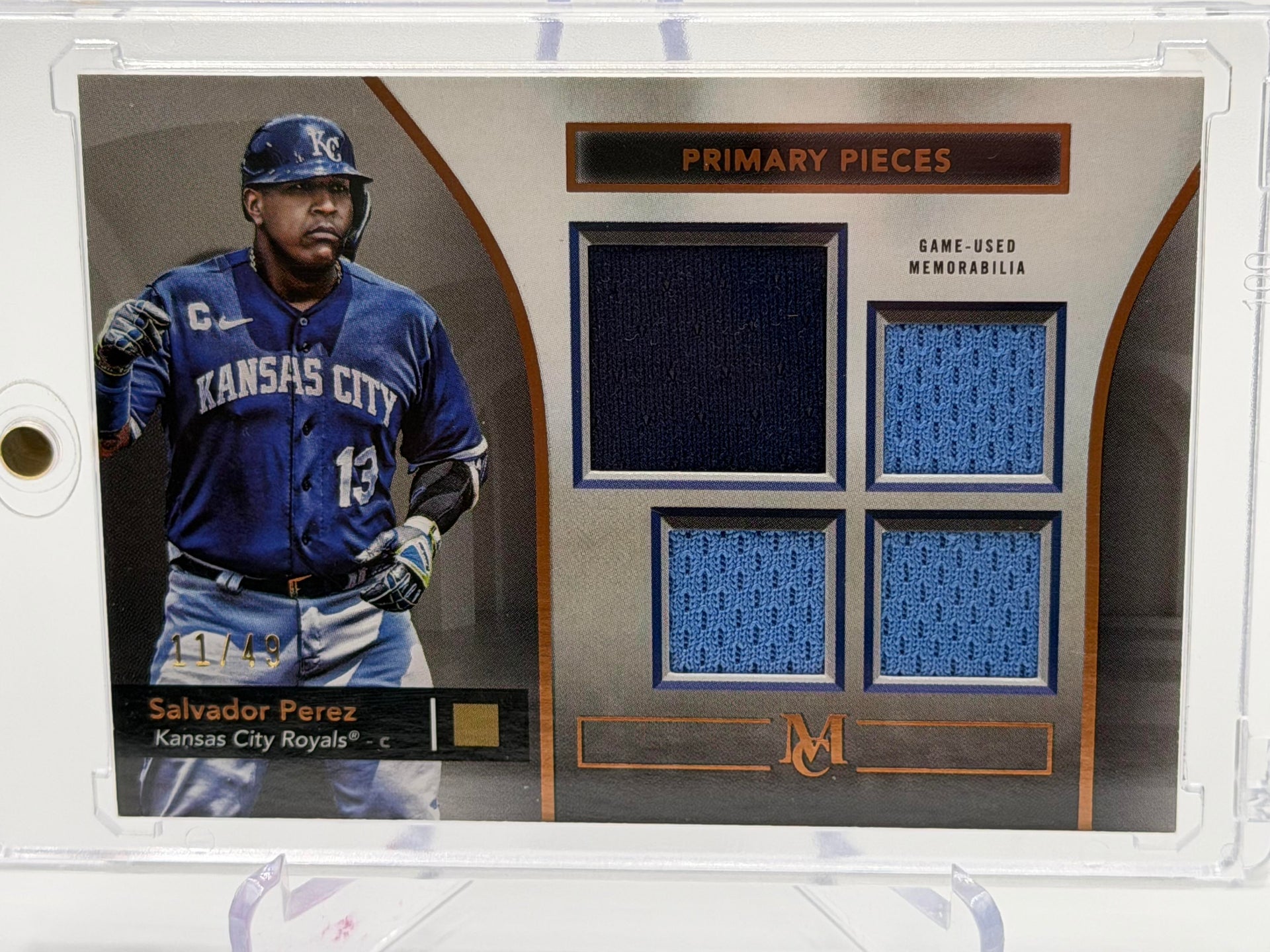 2024 Topps #SPPQ-SP Salvador Perez Pieces Quad Relics Copper #/49