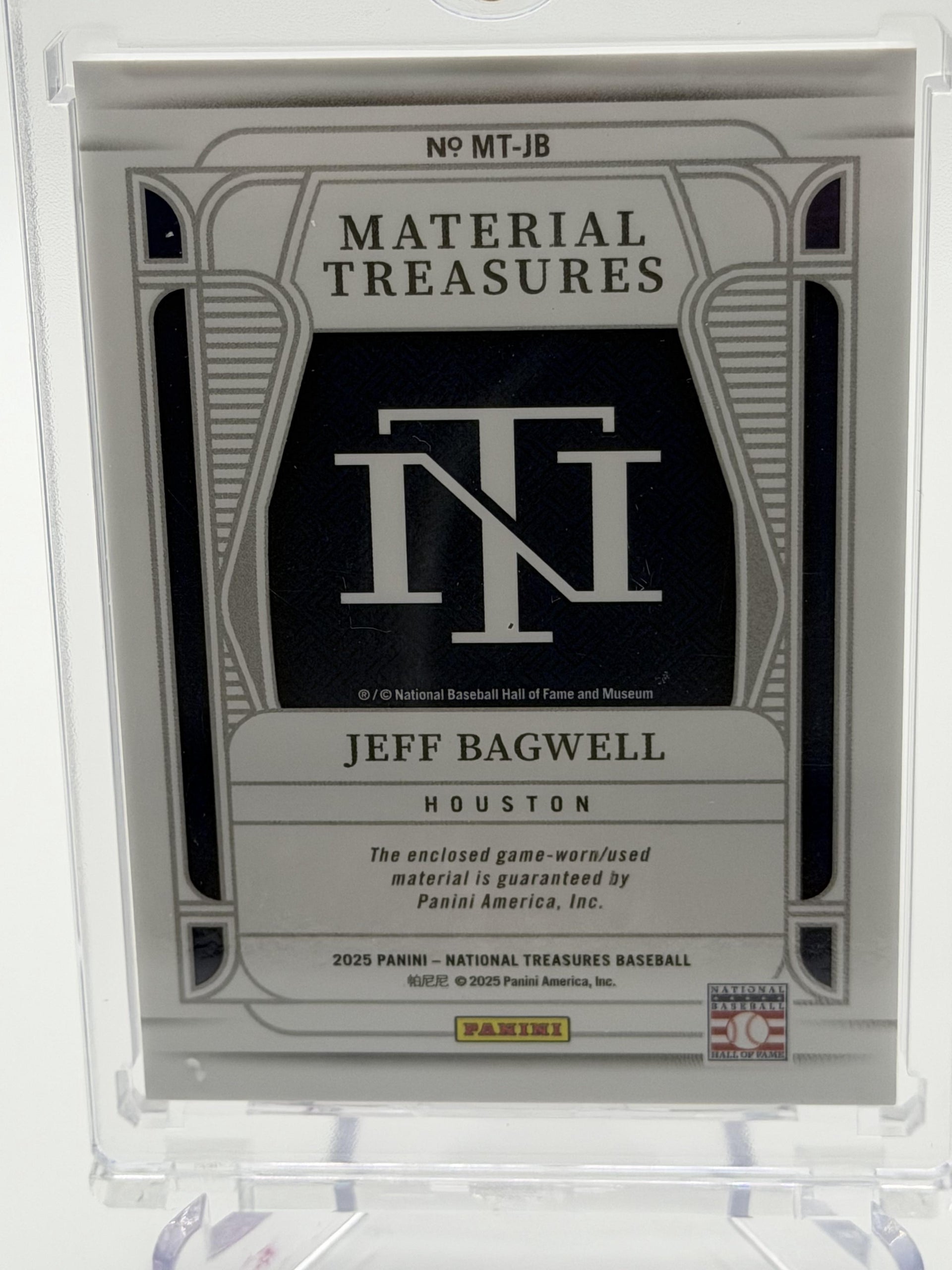 2025 Panini National Treasures #MT-JB Jeff Bagwell Material Treasures Red #/75