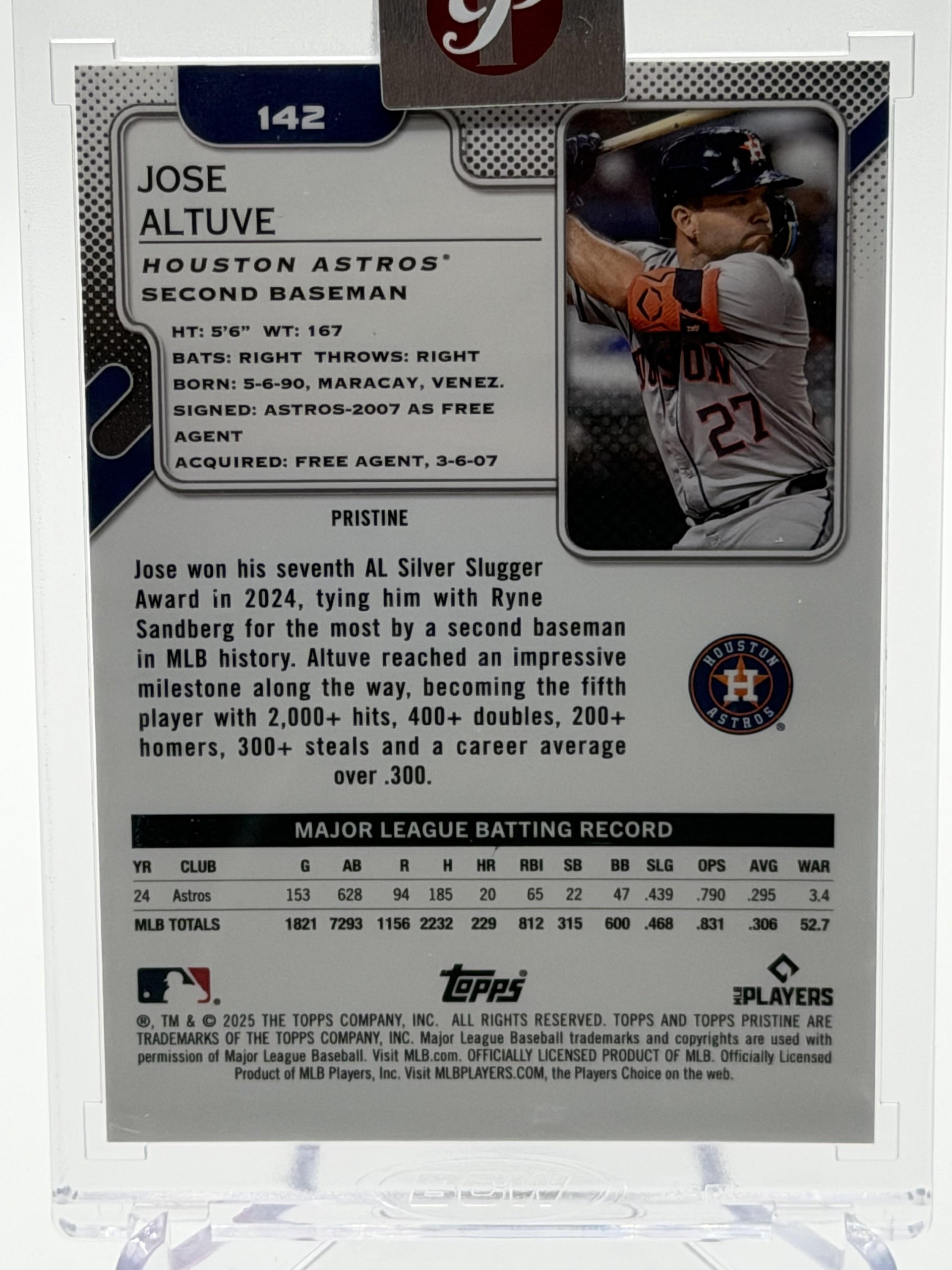 2025 Topps Pristine #142 Jose Altuve Gold Refractors #/50