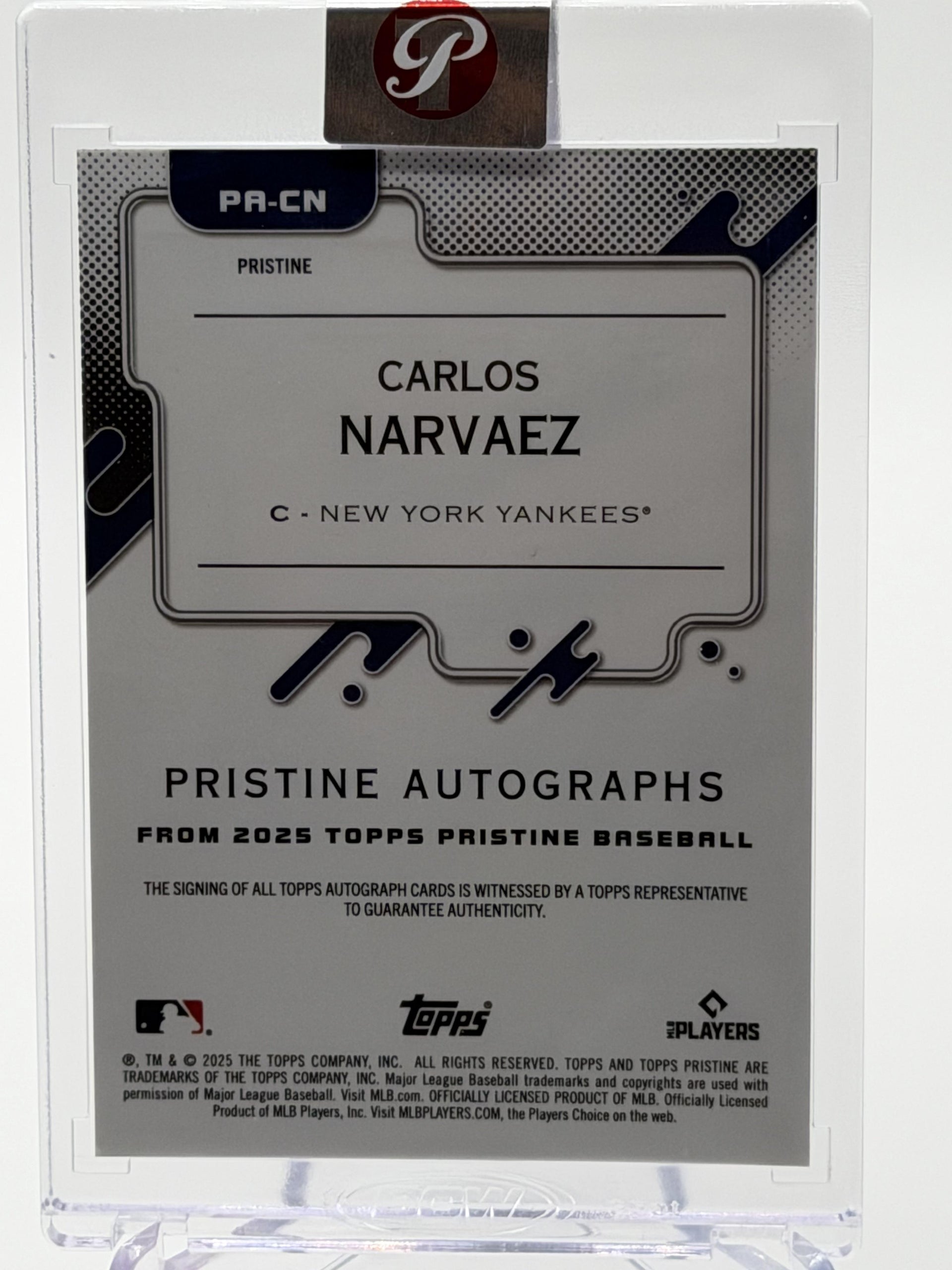 2025 Topps Pristine #PA-CN Carlos Narvaez Pristine Auto Purple Pristine Ref #/99
