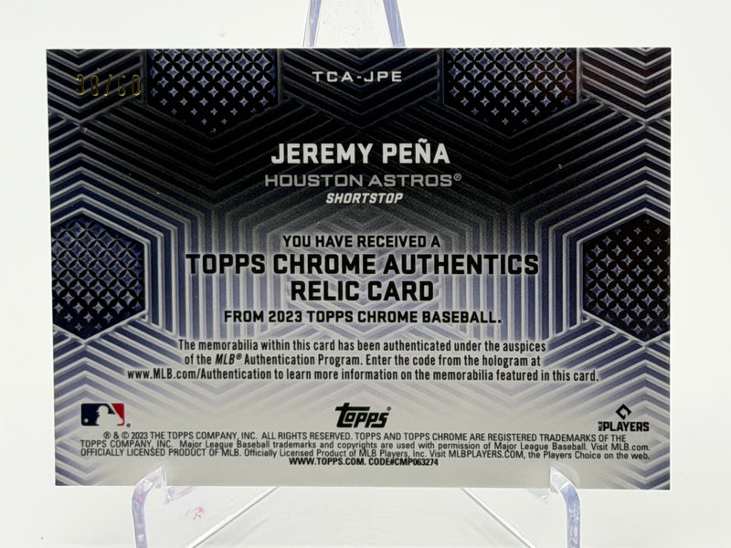 2023 Topps Chrome #TCA-JPE Jeremy Peña Authentics Relics Gold Refractor #/50-2