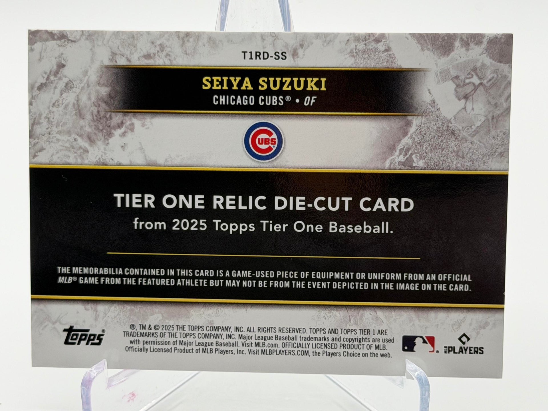 2025 Topps Tier One #T1RD-SS Seiya Suzuki Tier One Relics Die Cut Green