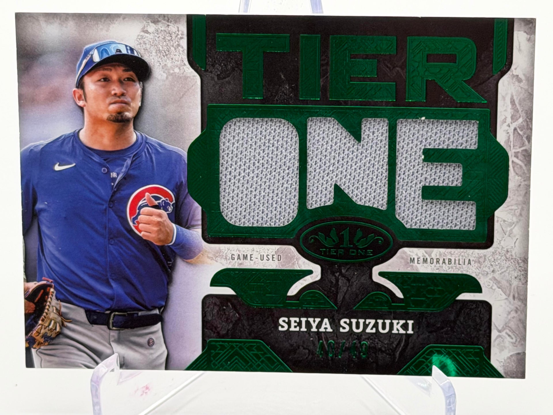 2025 Topps Tier One #T1RD-SS Seiya Suzuki Tier One Relics Die Cut Green