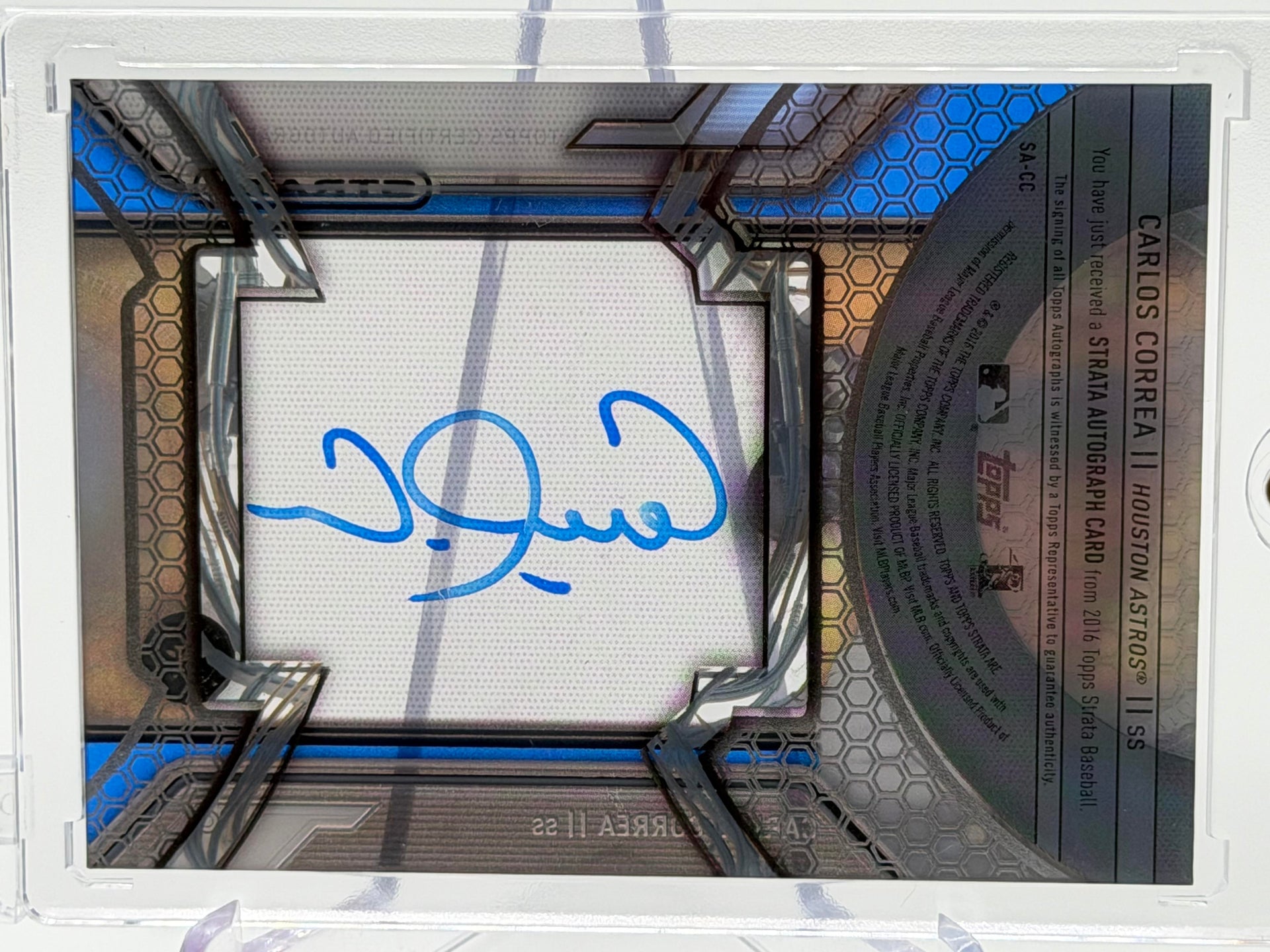 2016 Topps Strata #SA-CC Carlos Correa Strata Autographs Blue Auto #/99