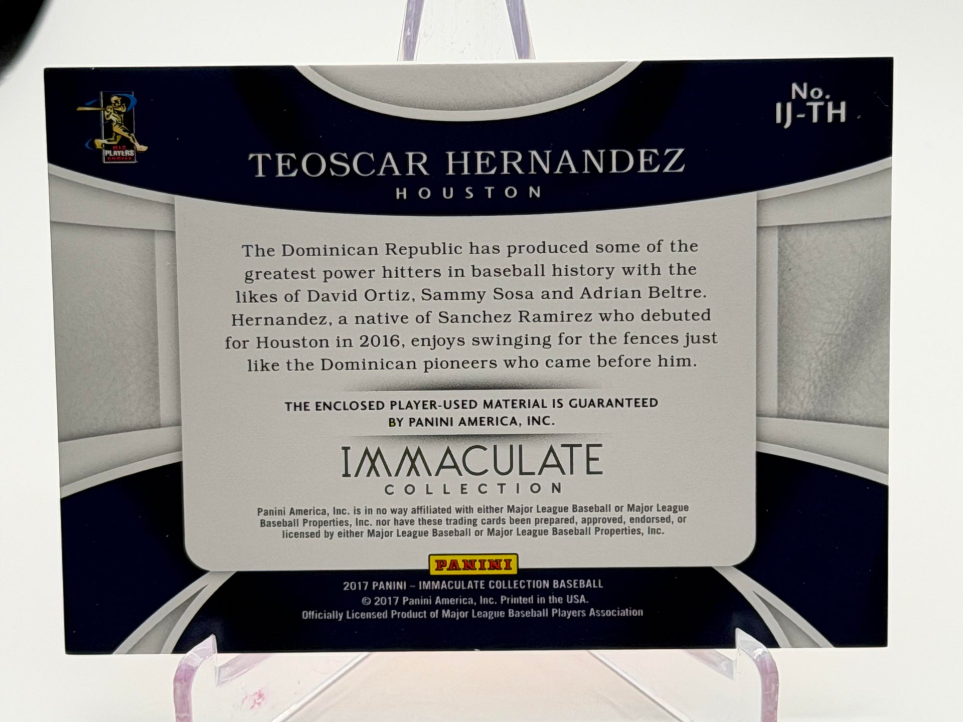 2017 Panini Immaculate Collection #IJ-TH Teoscar Hernandez Immaculate Jumbo Memorabilia #/99
