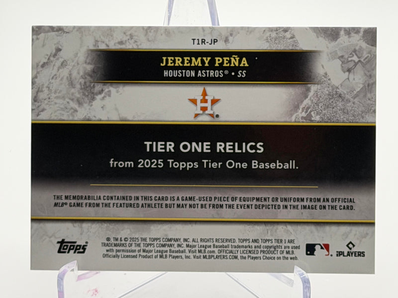 2025 Topps Tier One #T1R-JP Jeremy Peña Tier One Relics Purple Foil #/149-2