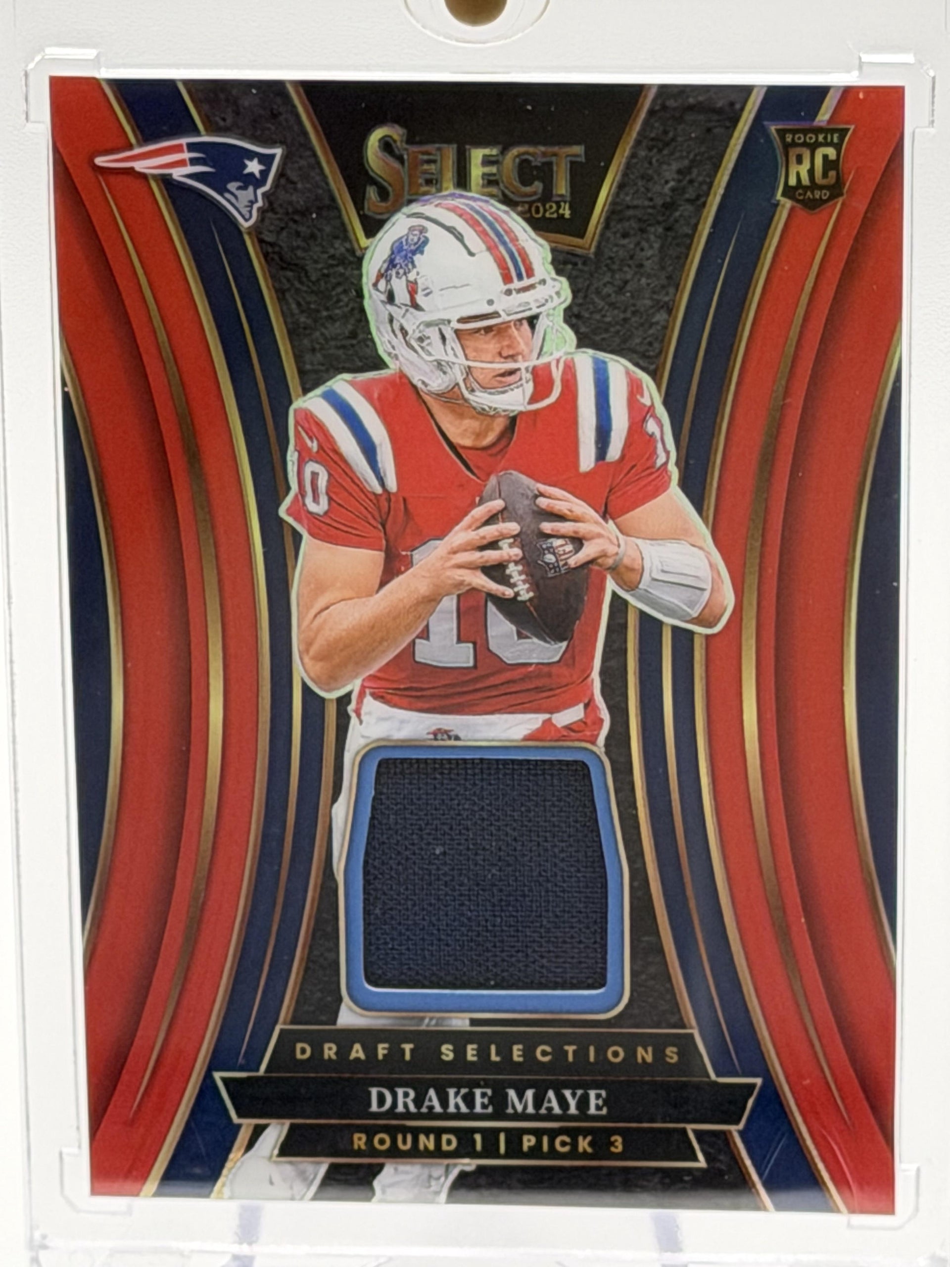 2024 Panini Select #DSM-DME Drake Maye Draft Selections Memorabilia Red Prizm