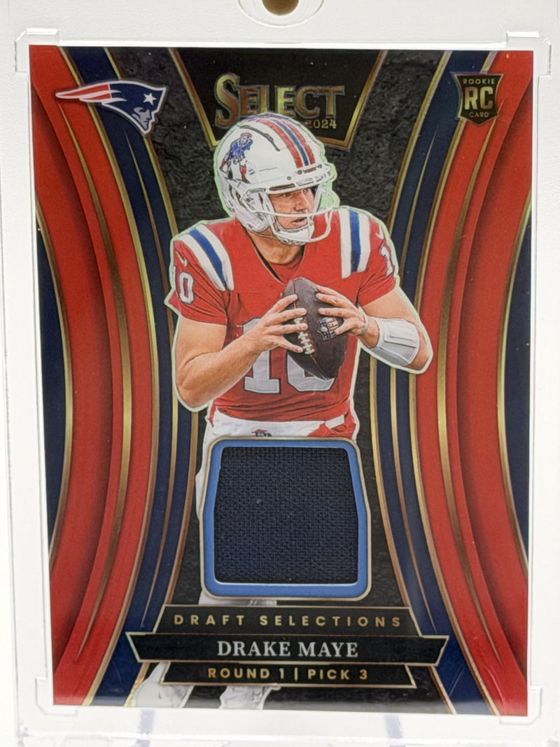 2024 Panini Select #DSM-DME Drake Maye Draft Selections Memorabilia Red Prizm-1