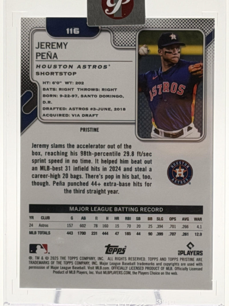 2025 Topps Pristine #116 Jeremy Peña Pristine Aqua Refractors #/199-2