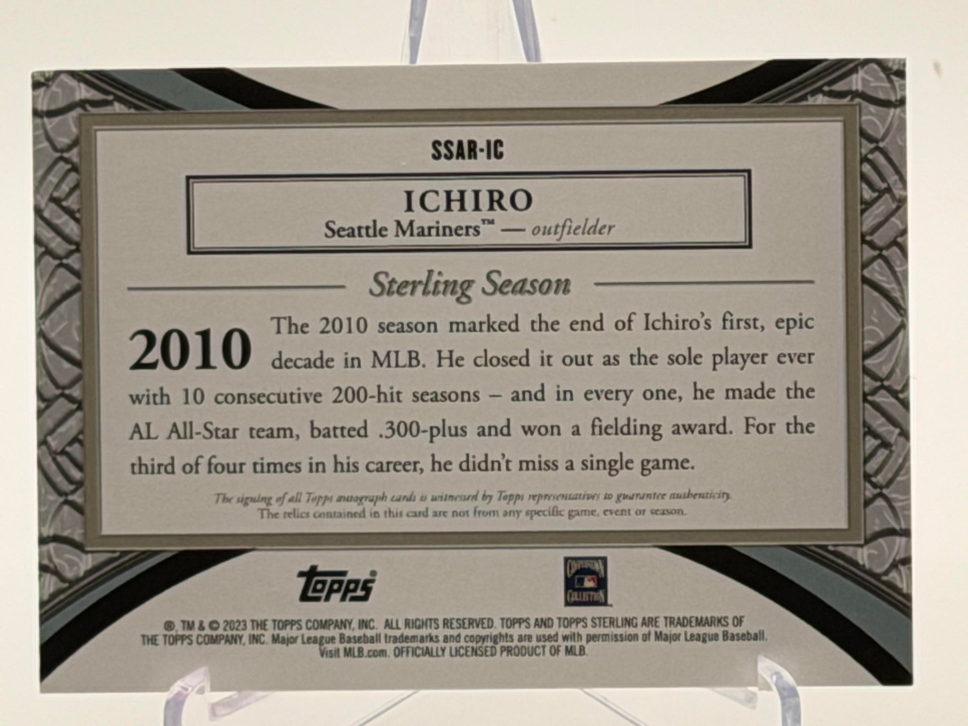 2020 Topps Sterling #SSAR-IC Ichiro Sterling Seasons Autograph Relics Auto Memorabilia #/25