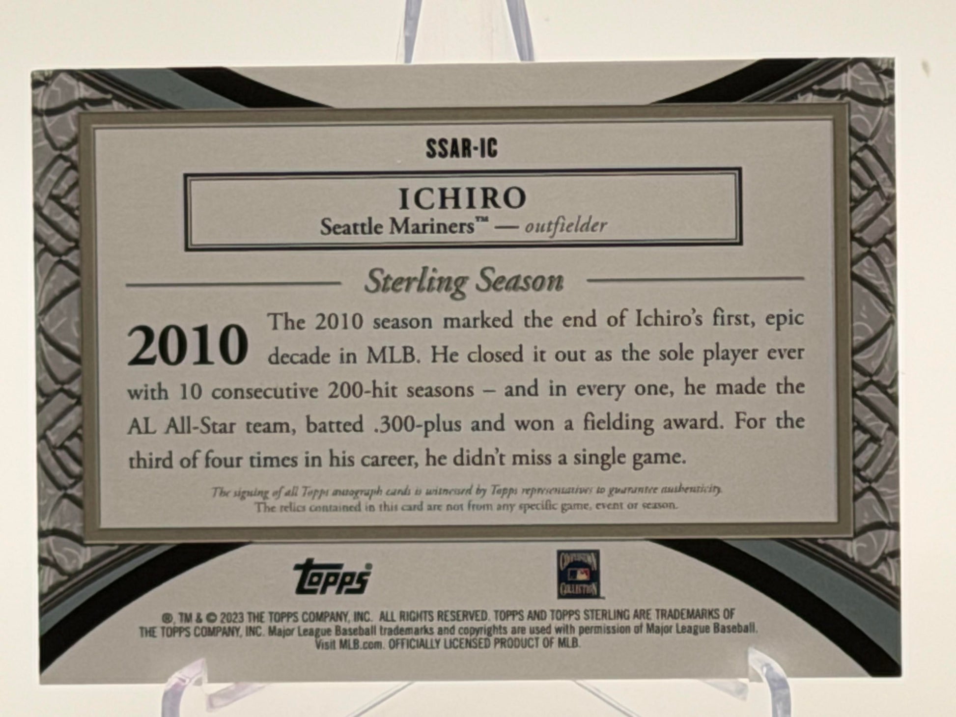 2020 Topps Sterling #SSAR-IC Ichiro Sterling Seasons Autograph Relics Auto Memorabilia #/25-2