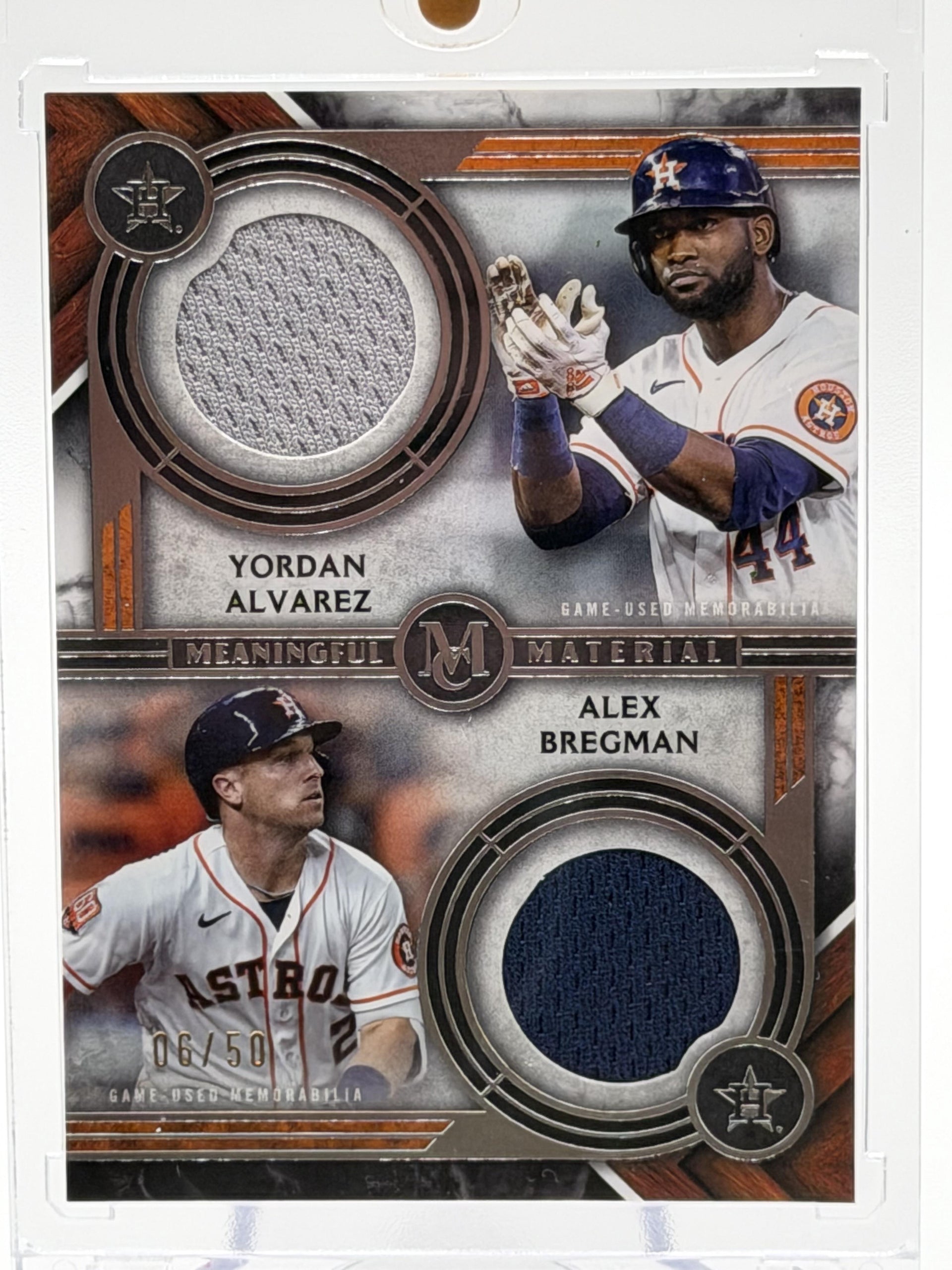 2022 Topps Museum #DMMR-AB Yordan Alvarez / Alex Bregman Dual Material #/50