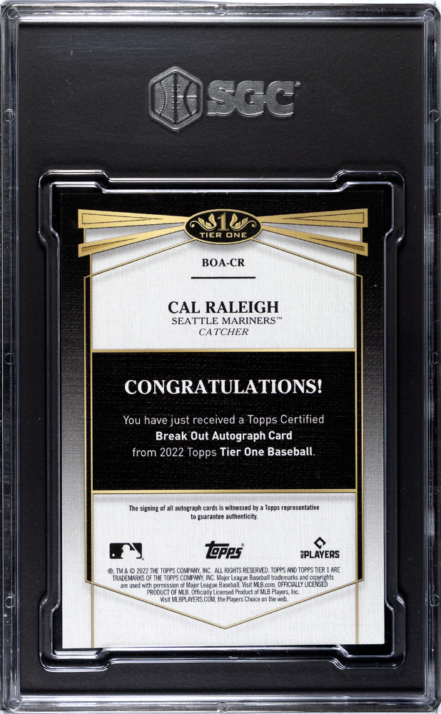 Cal Raleigh, 2022 Topps Tier One Break Out Autograph #BOA-CR-2