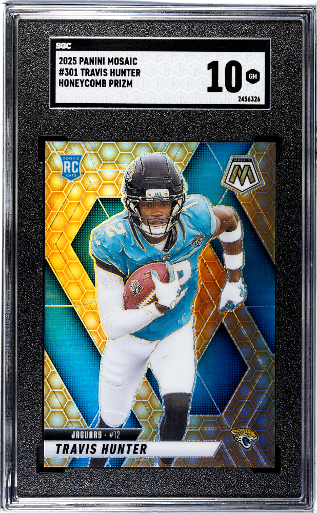 2025 Panini Mosaic Travis Hunter RC Honeycomb Prizm #301 SGC 10 Jaguars