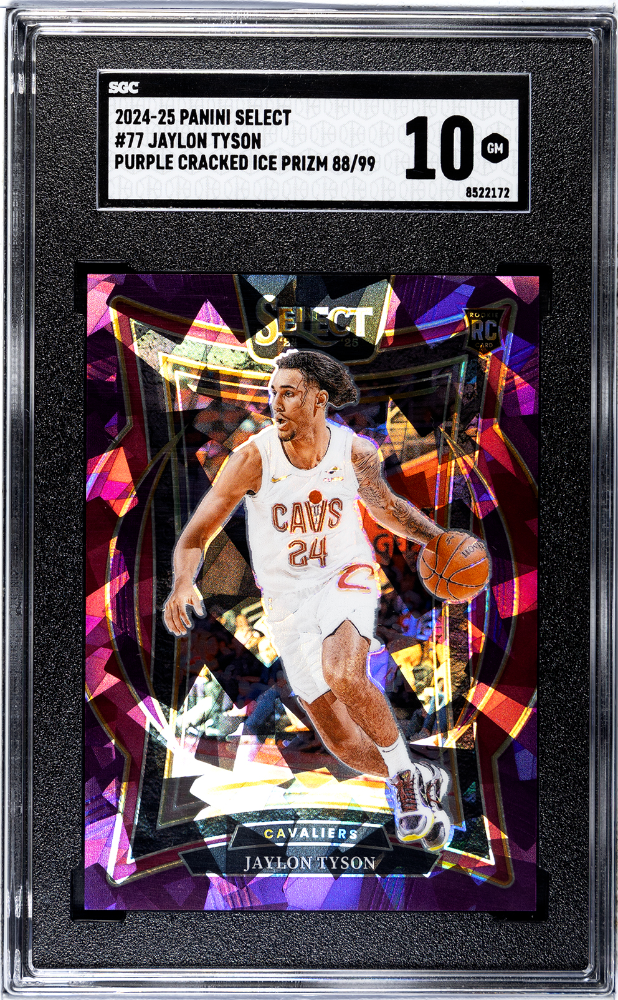 2024-25 Panini Select Jaylon Tyson Purple Cracked Ice Rookie /99 SGC 10 Gem Mint-1